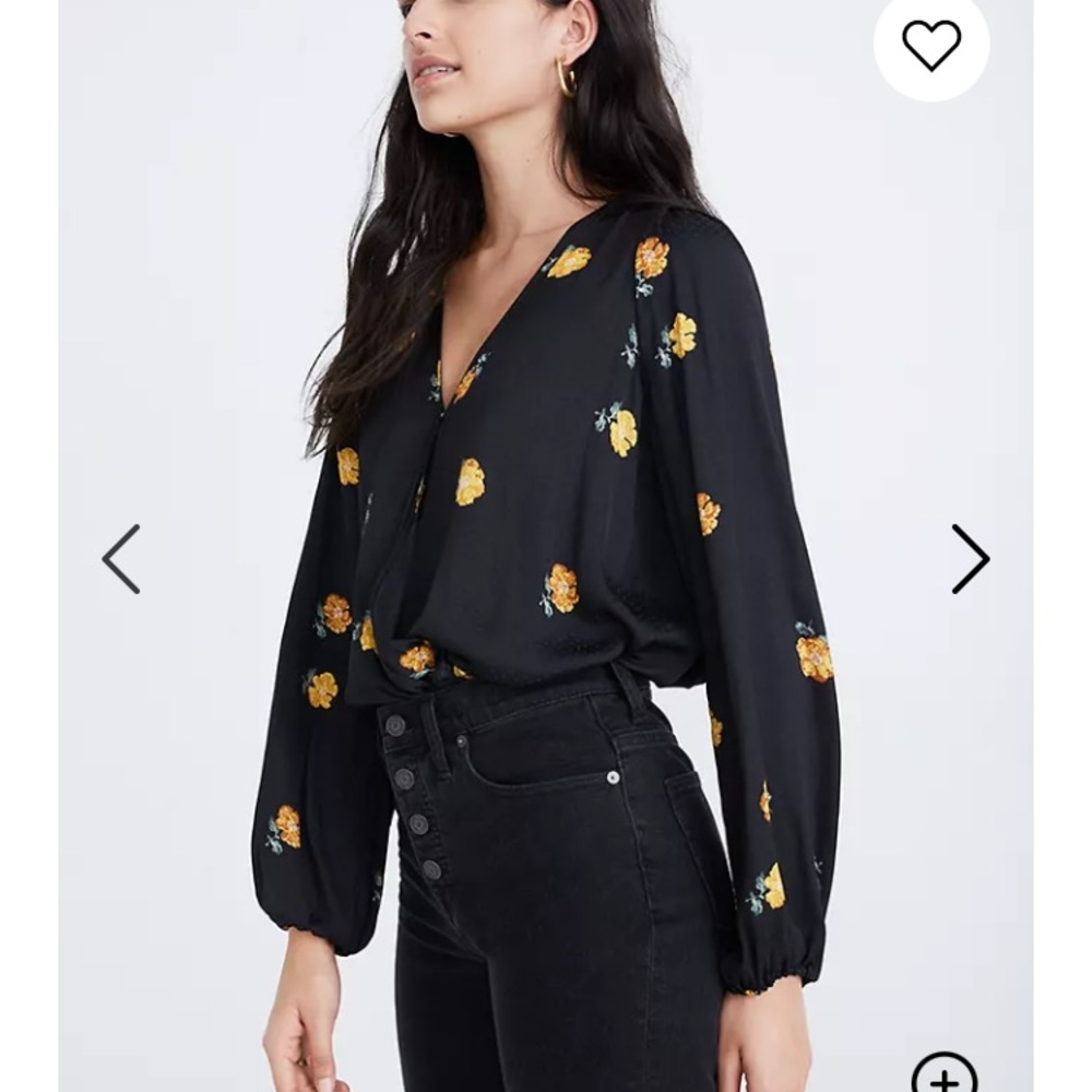 Madewell Bubble Sleeve Wrap Top Floating Florets